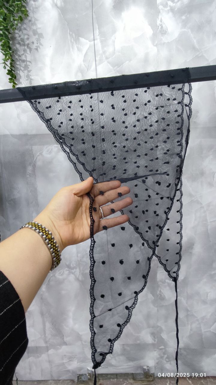 مینی اسکارف تور مشکی طرح‌دار زنانه – مدل جدید و شیک 2025